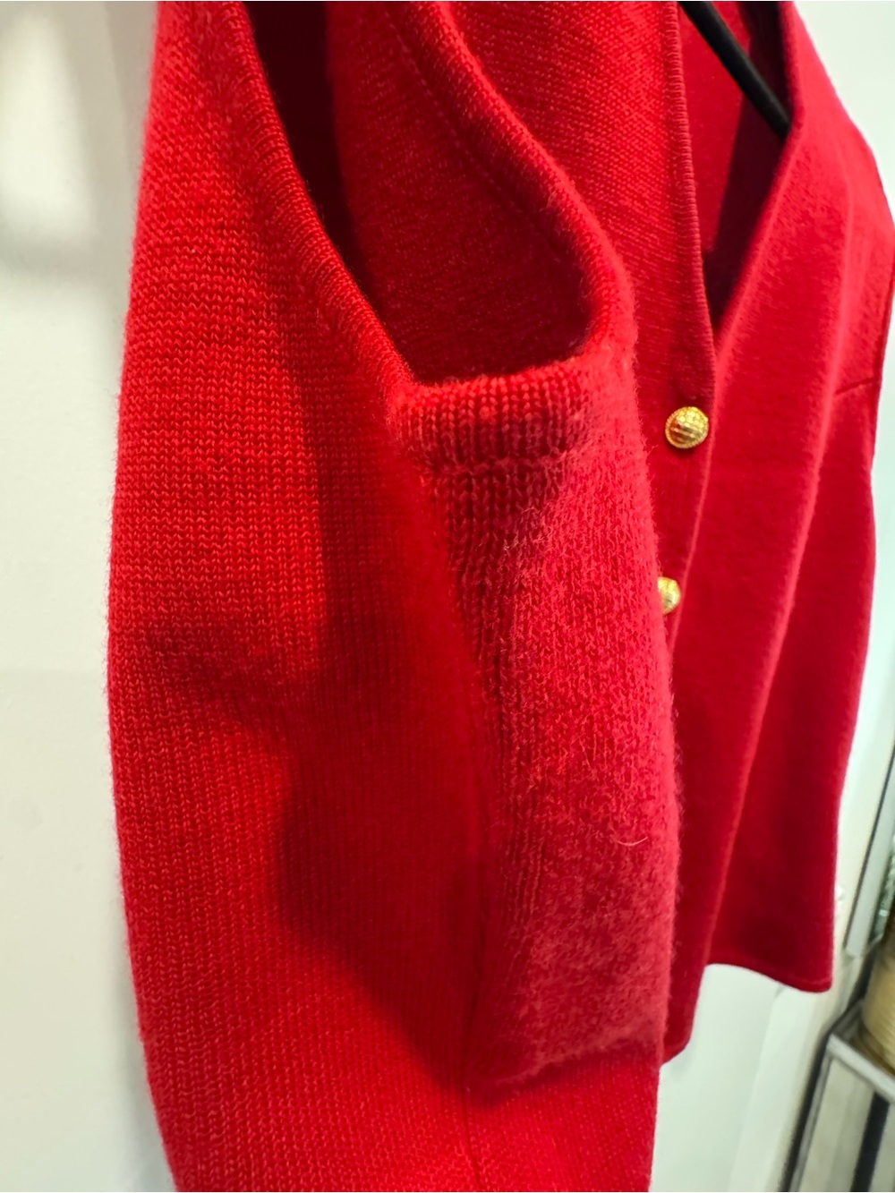 Talbots Red Merino WoolVest with Gold Buttons - Picture 3 of 5